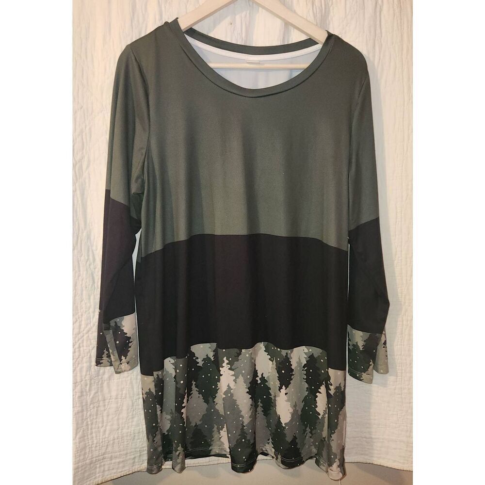 +29 Nanu top, long green w forest trees